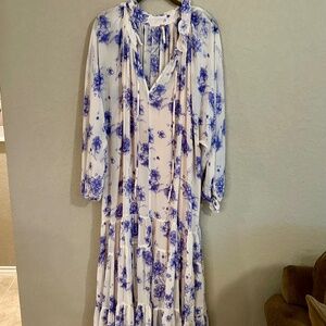 Free People Blue and White Floral Maxi Dress